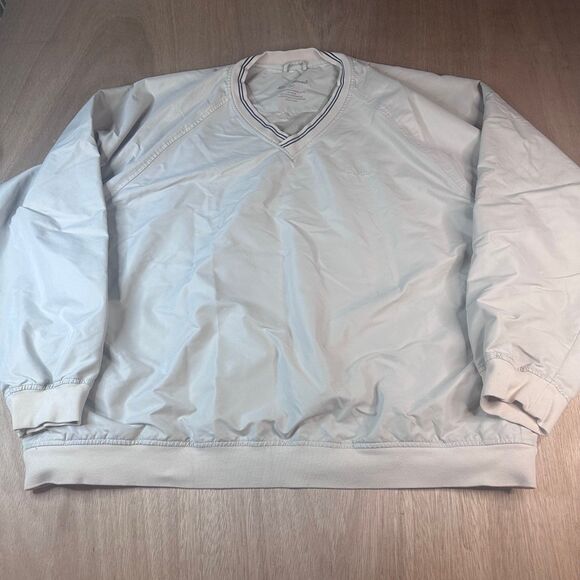 Eddie Bauer XXL Windbreaker Pullover Jacket Beige V-Neck Lightweight - Picture 1 of 6